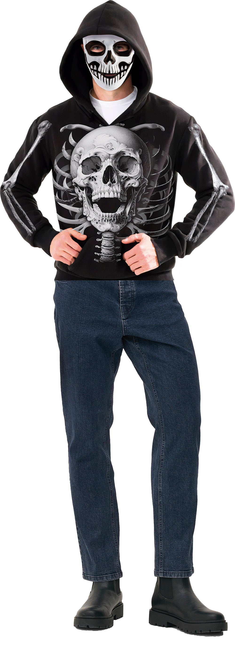 SKELETON HOODIE WITH MASK, ADULT, 52 - 54 (L)