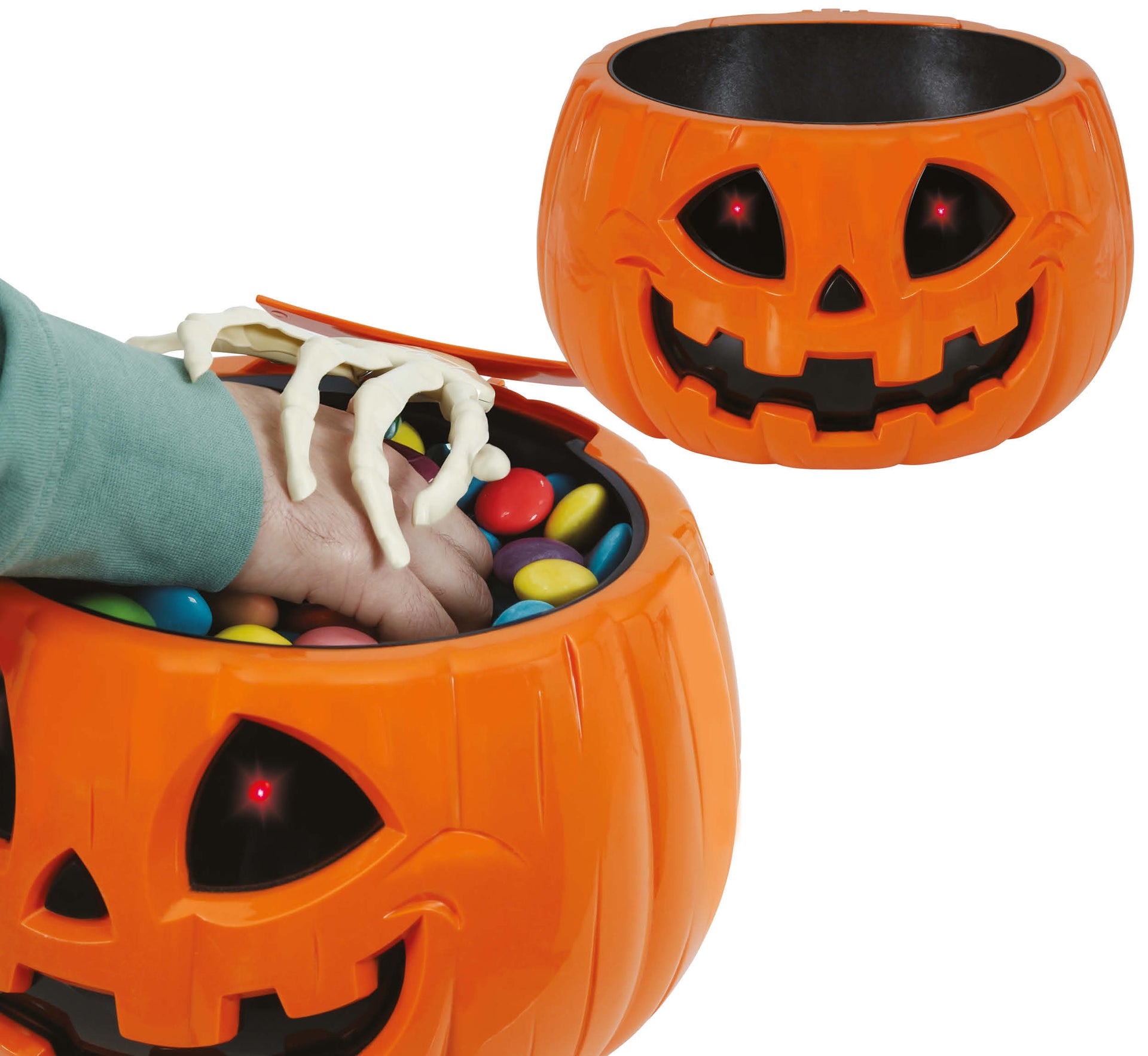 PUMPKIN BOWL WITH LIGHT, SOUND AND MOVEMENT, 15 CM