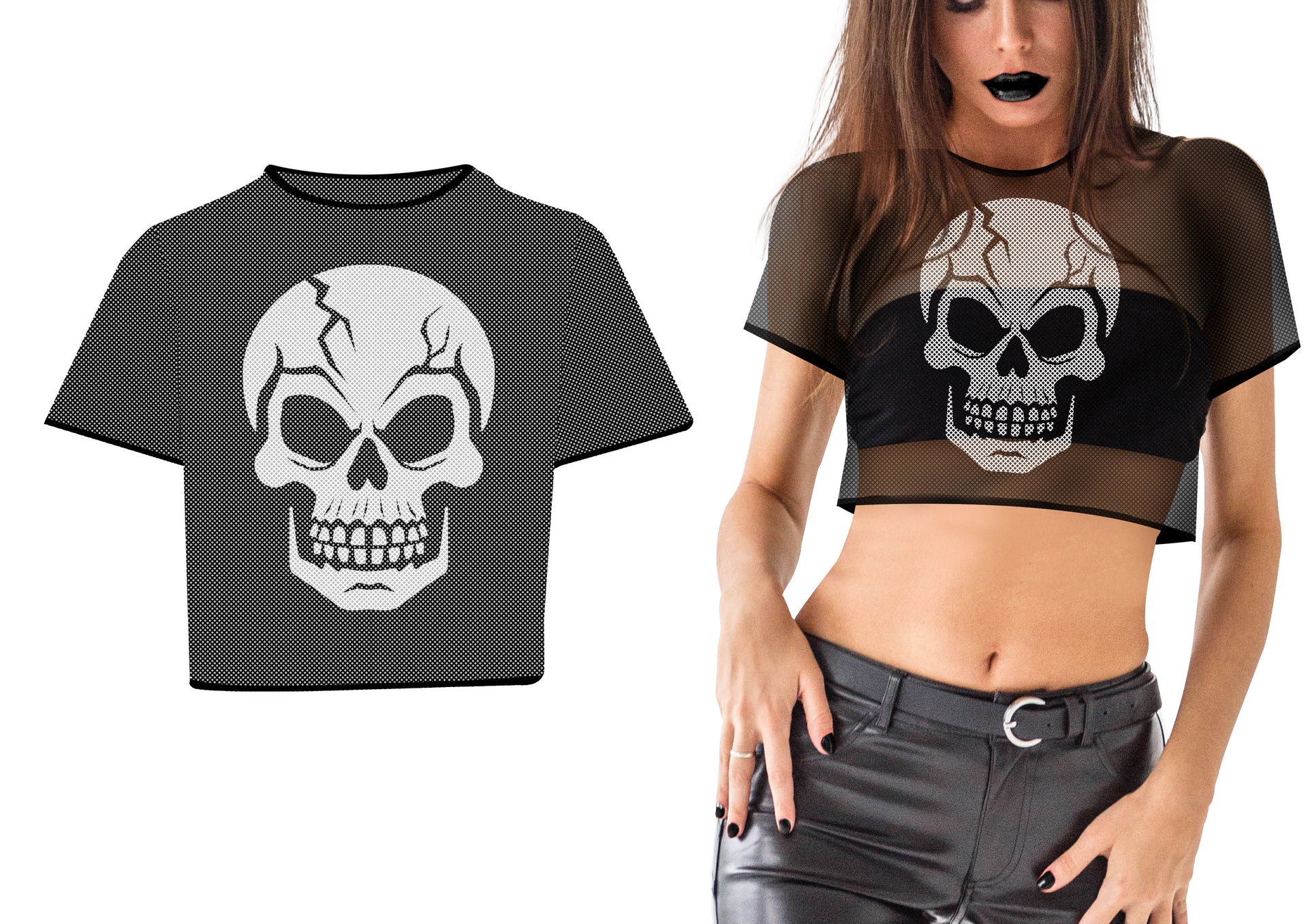 SKULL CROP TOP T-SHIRT