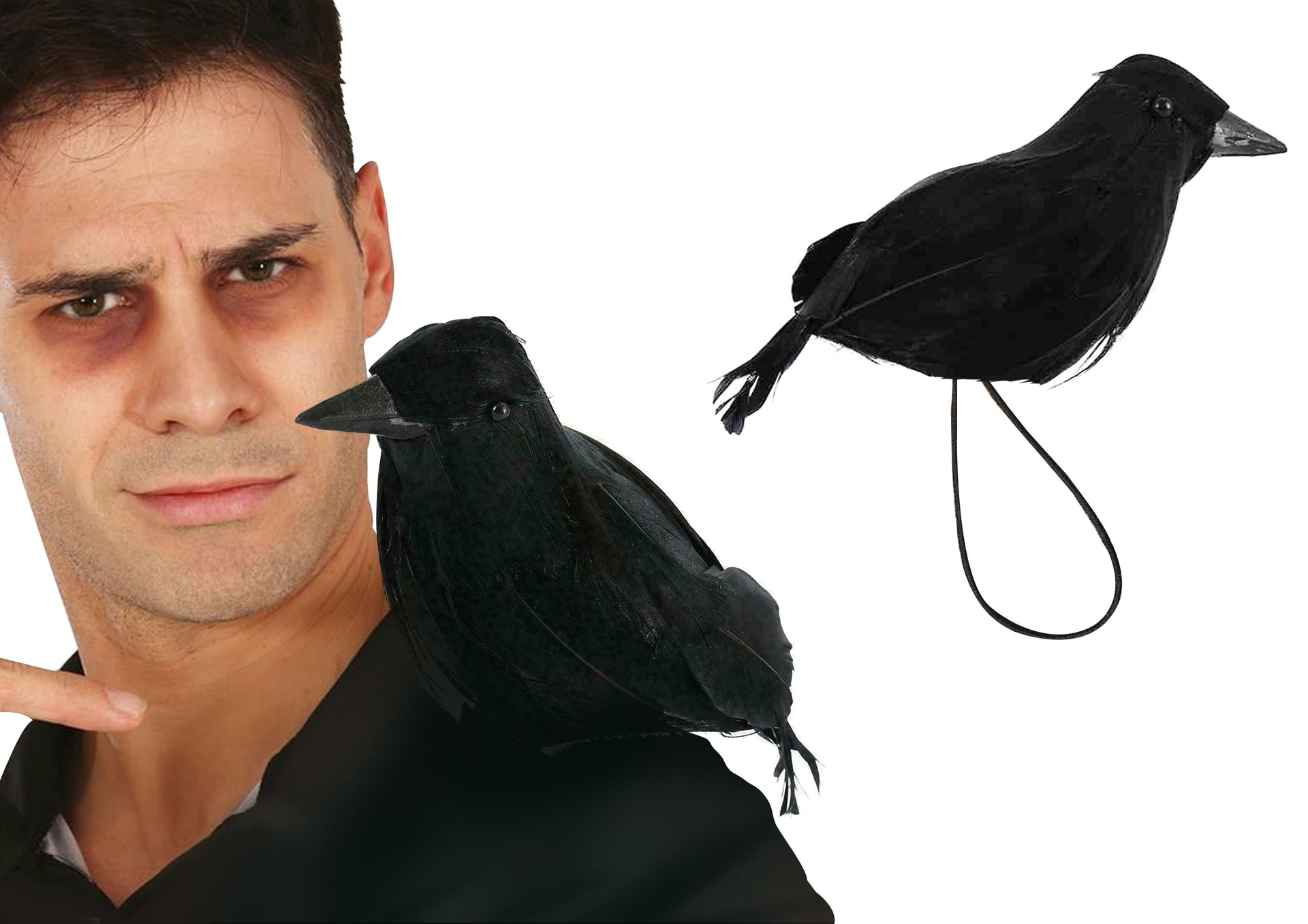 RAVEN WITH SHOULDER STRAP, 15 CM