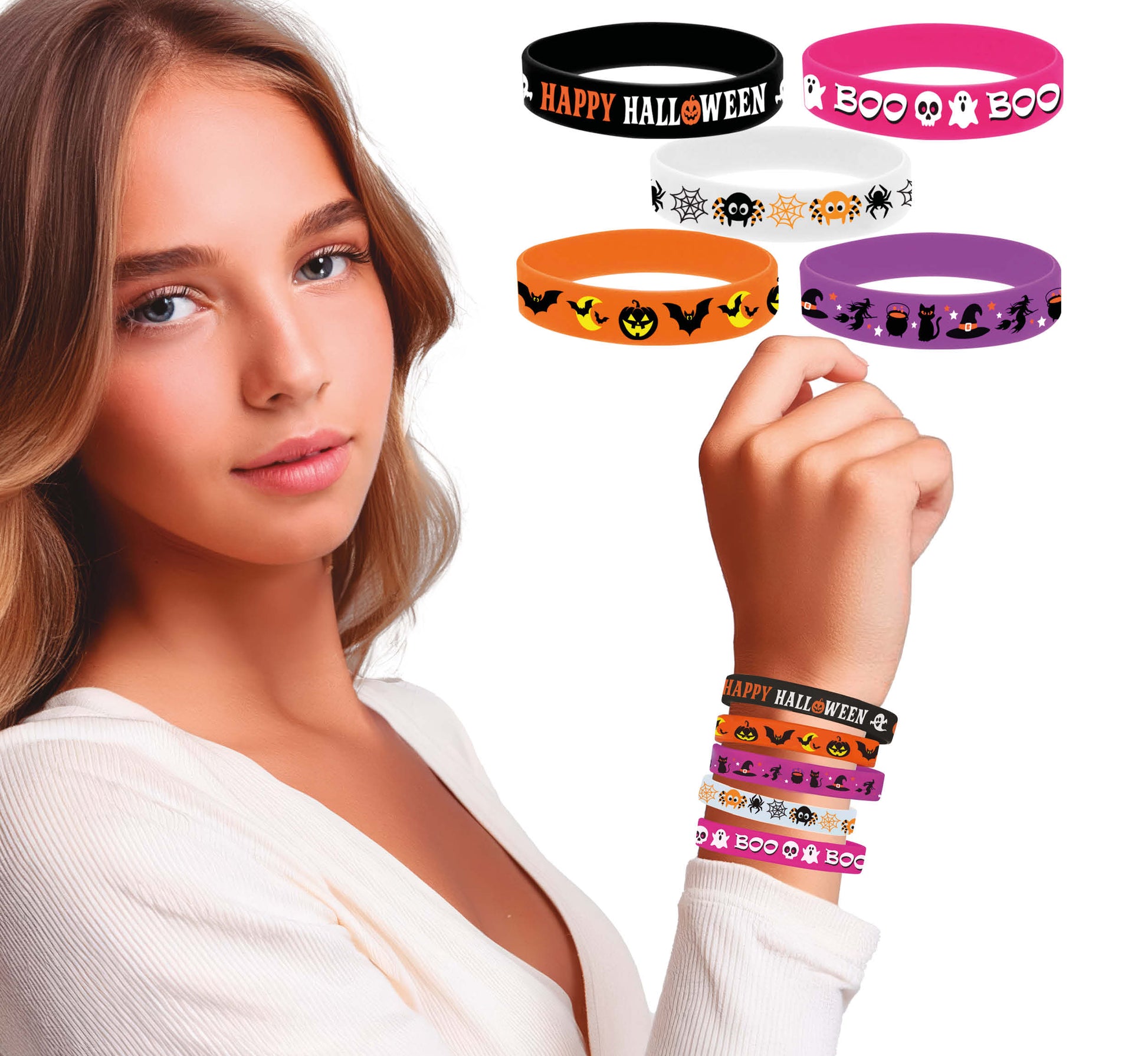 BAG OF 5 HALLOWEEN SILICONE BRACELETS ASSORTED