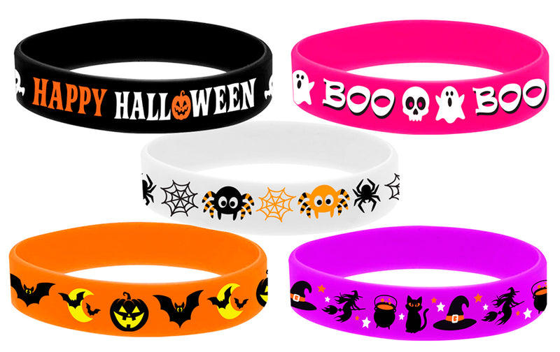 BAG OF 5 HALLOWEEN SILICONE BRACELETS ASSORTED