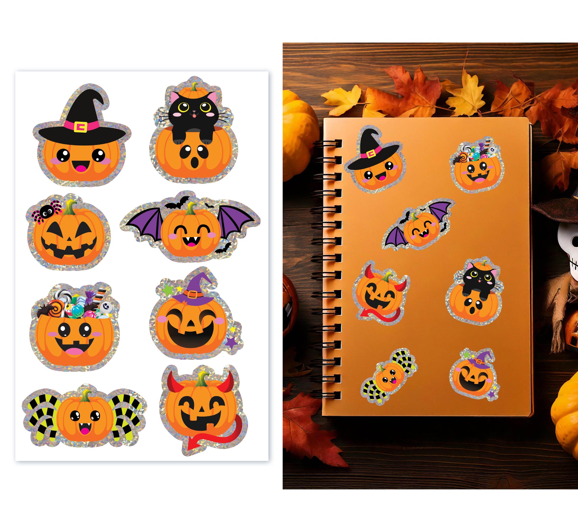 ASSORTED HOLOGRAPHIC HALLOWEEN STICKERS