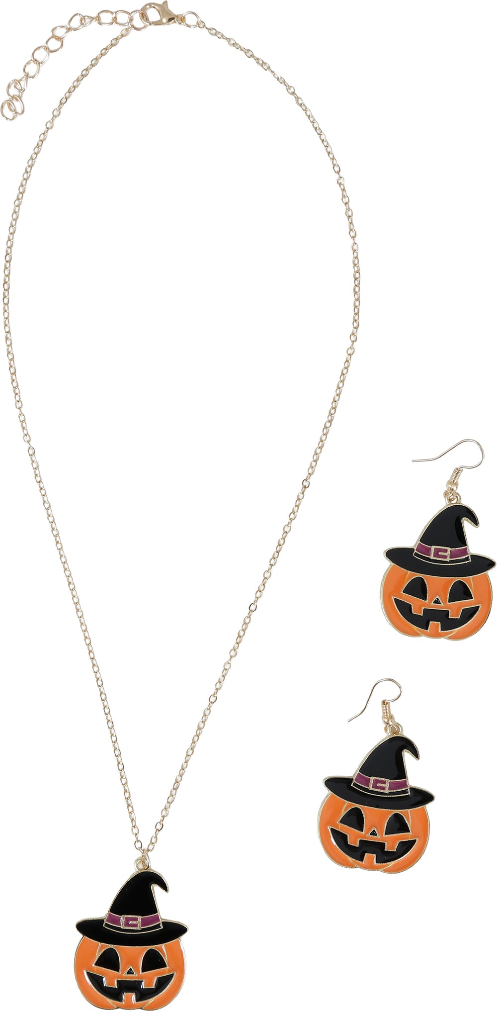 EARRINGS AND NECKLACE HALLOWEEN SET, PUMPKIN