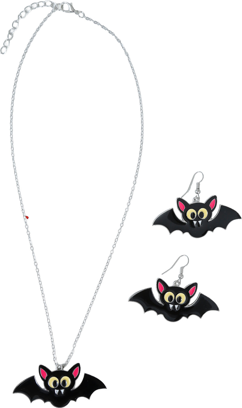EARRINGS AND NECKLACE HALLOWEEN SET, BATS