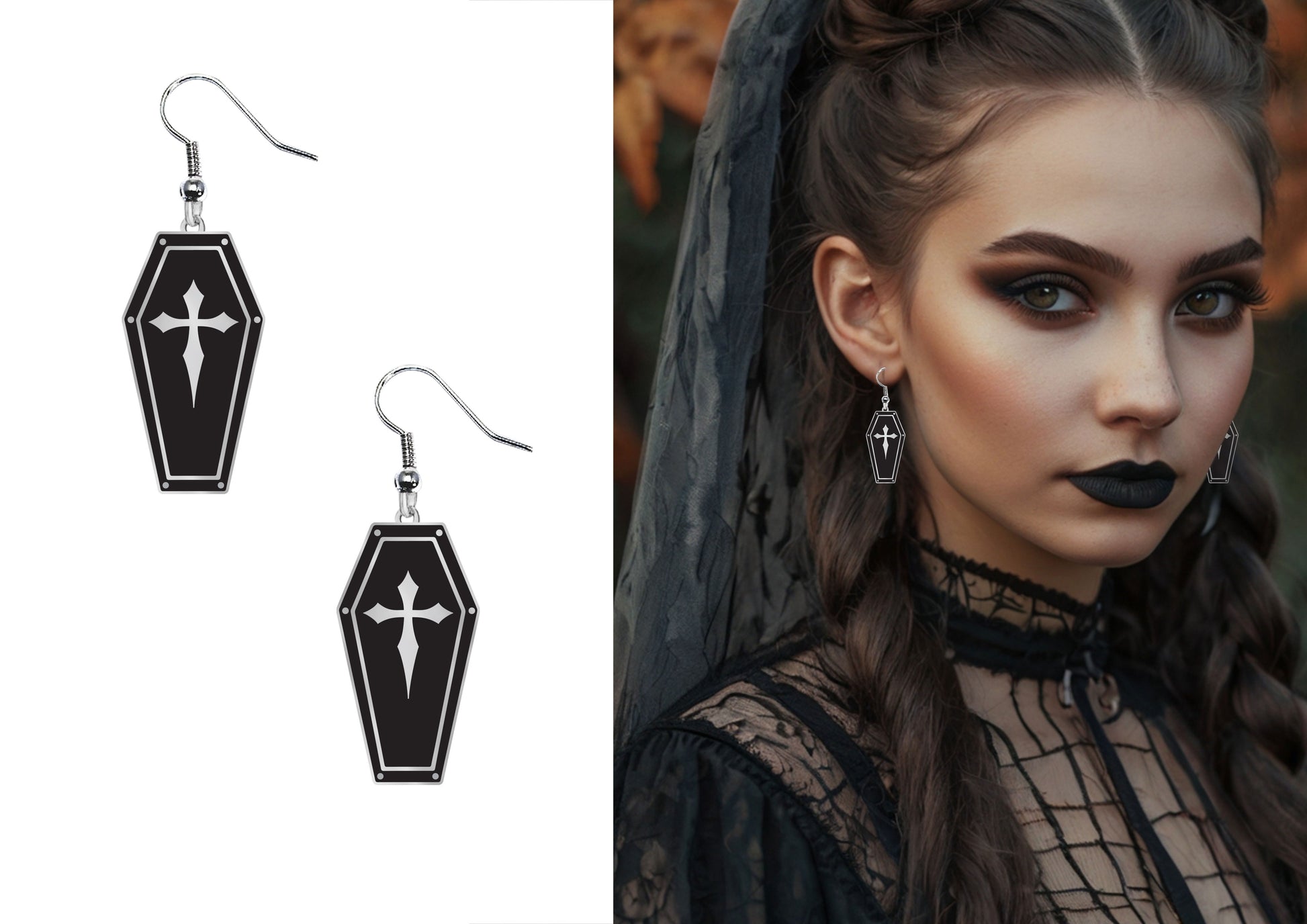 HALLOWEEN EARRINGS, COFFIN