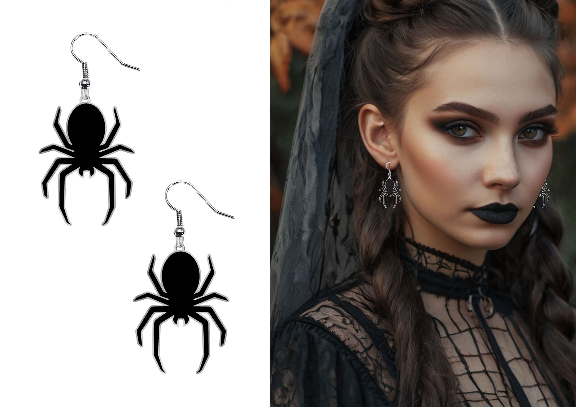 HALLOWEEN EARRINGS, SPIDERS