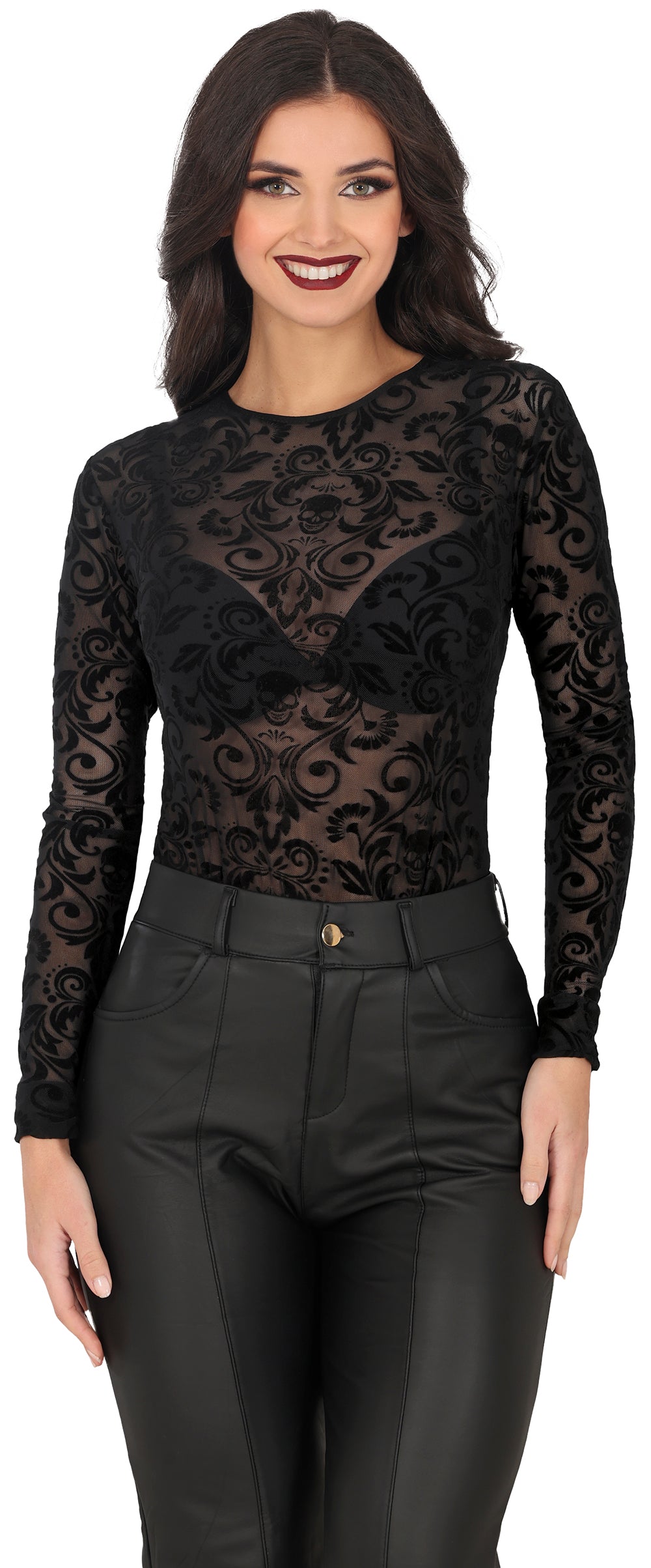 LACE FABRIC SKULLS MAILLOT