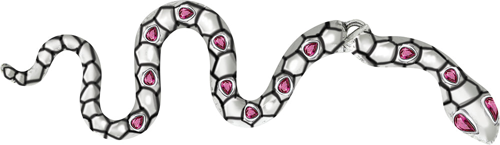SNAKE EARINGS, SILVER, 6 CM