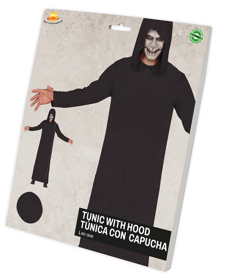 TUNIC WITH HOOD, BLACK, ADULT, SIZE L