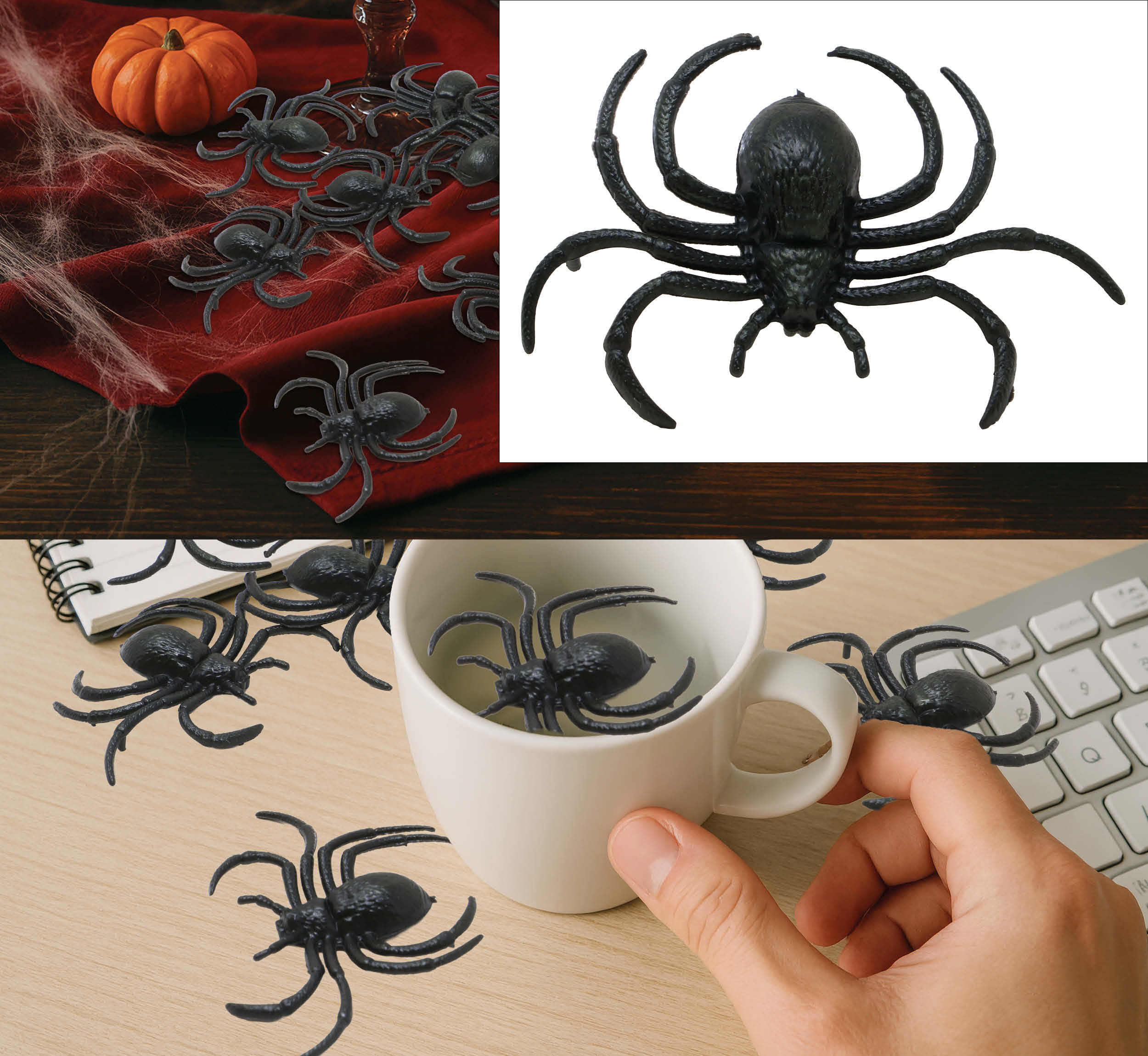 BAG OF 12 SPIDERS, 7 CM