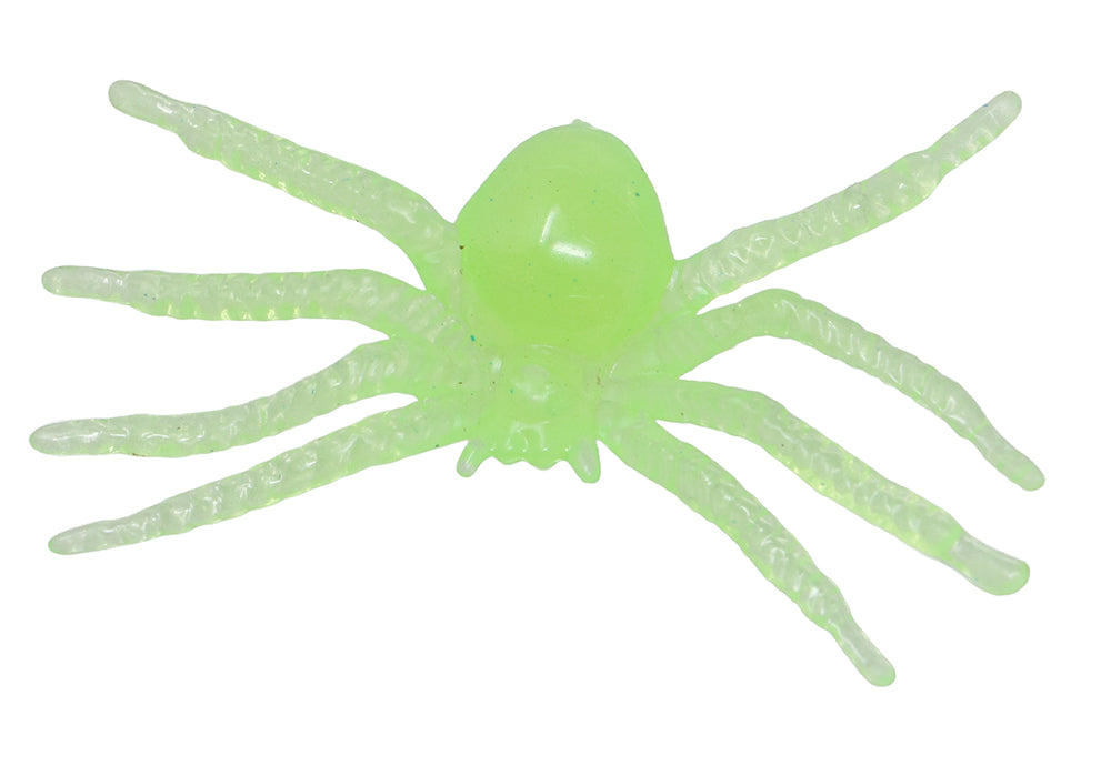 BAG OF 10 FLUORESCENT SPIDERS, 5 CM