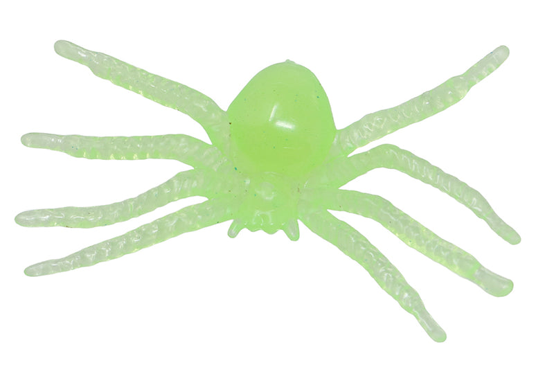 BAG OF 10 FLUORESCENT SPIDERS, 5 CM