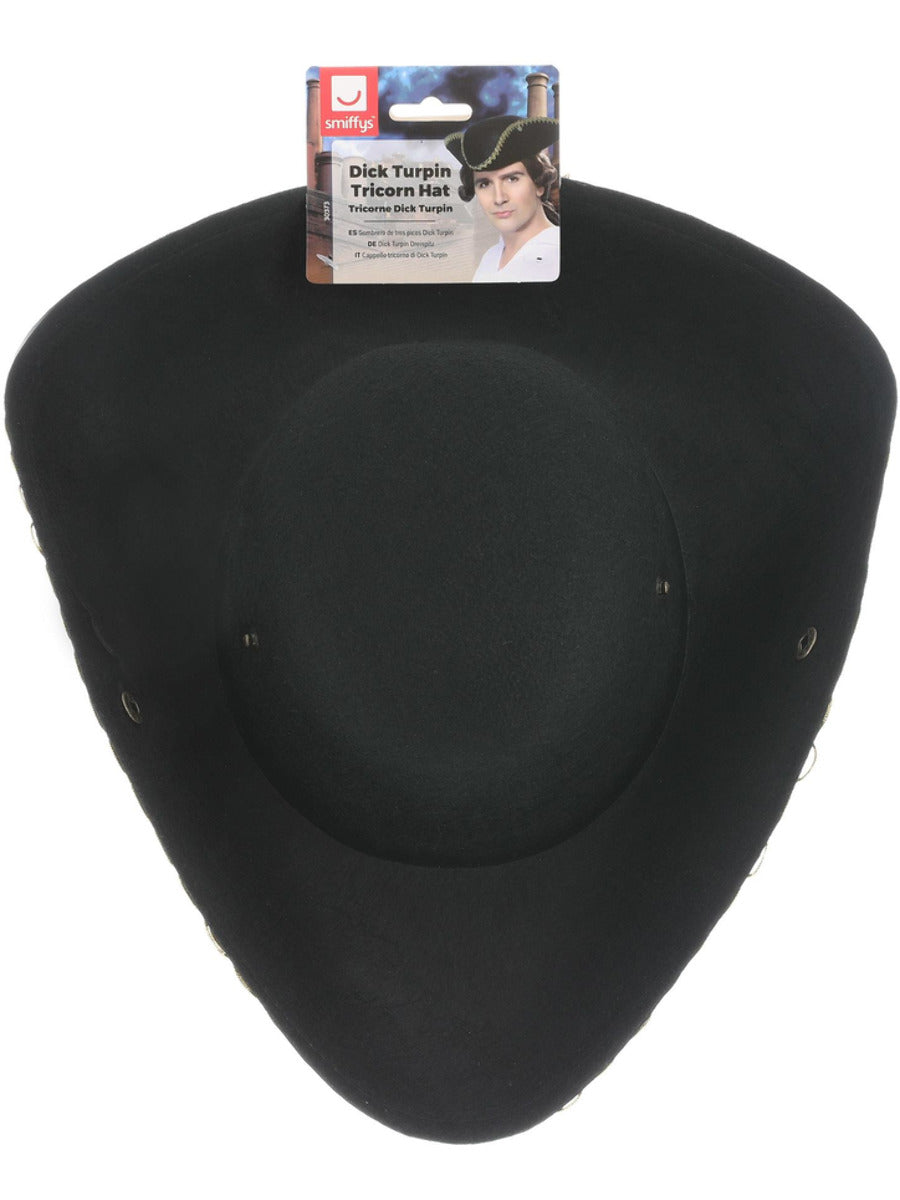 Dick Turpin Tricorn Hat, Black - 3