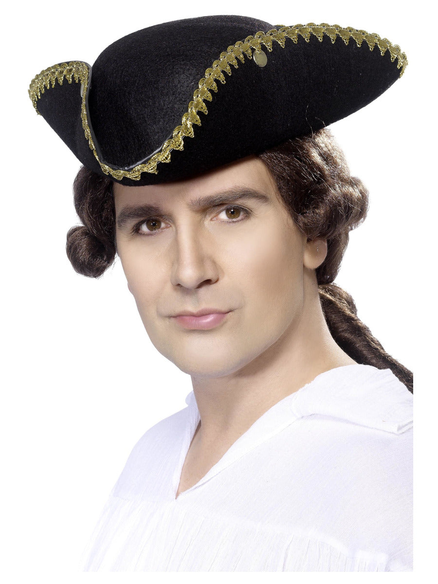 Dick Turpin Tricorn Hat, Black - 1