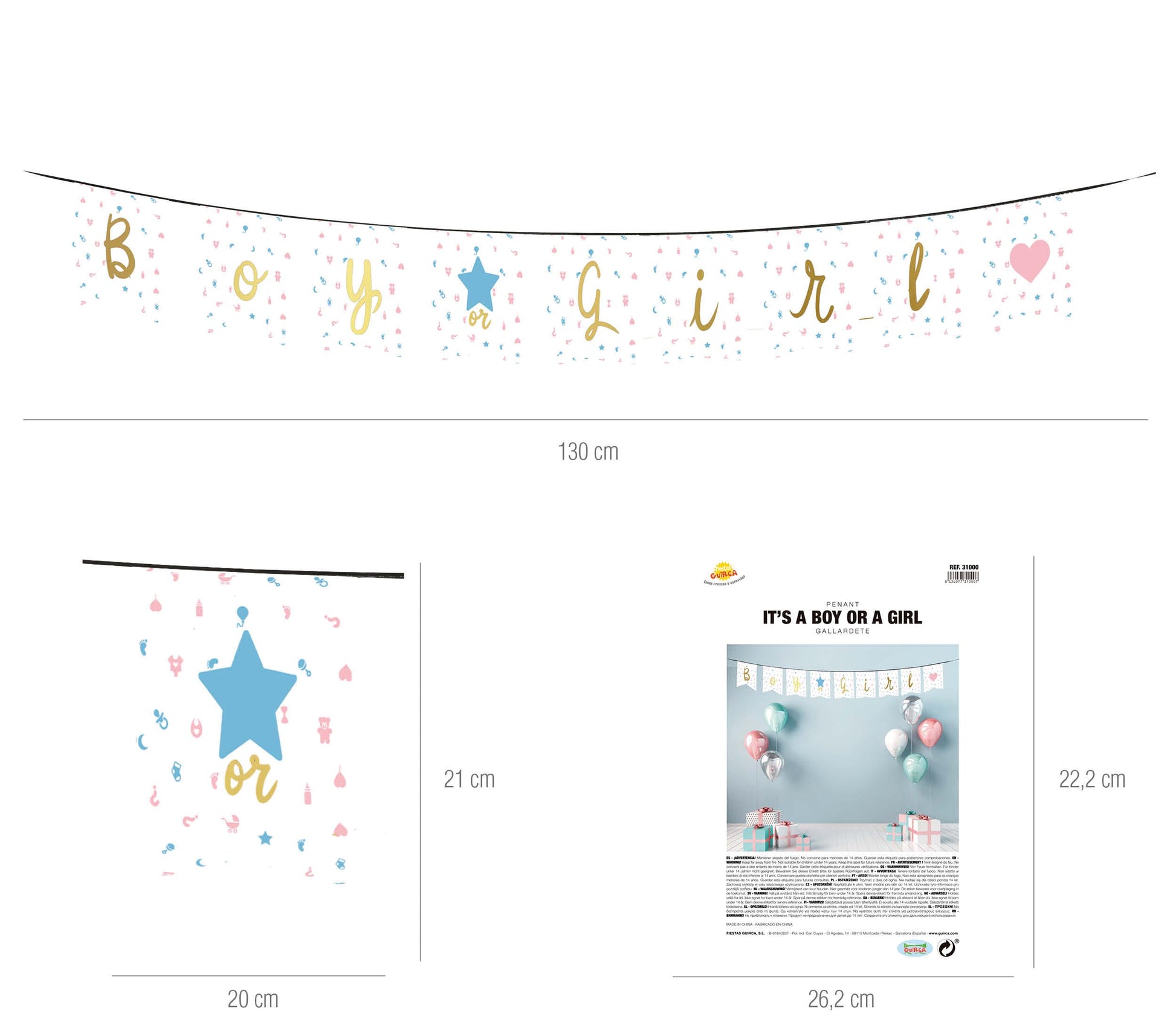 IT'S A BOY OR A GIRL PENNANT 220 CMS