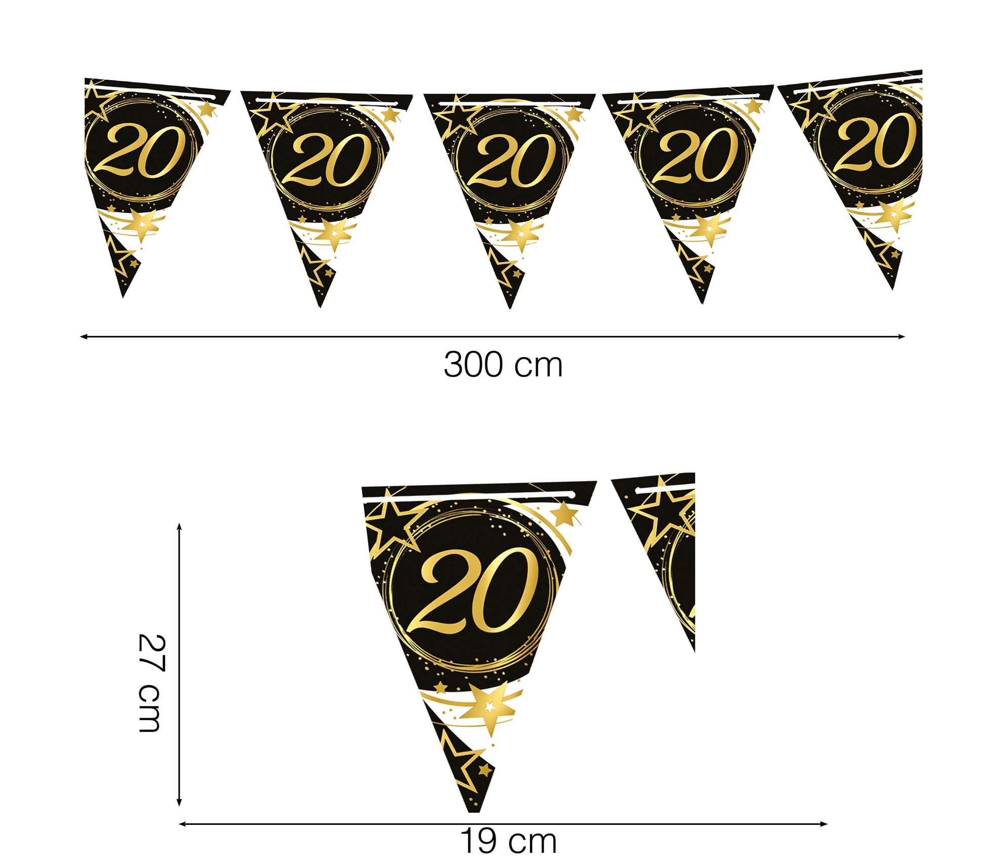 BIRTHDAY PENNANT, 300 CM, 19X27 PAPER