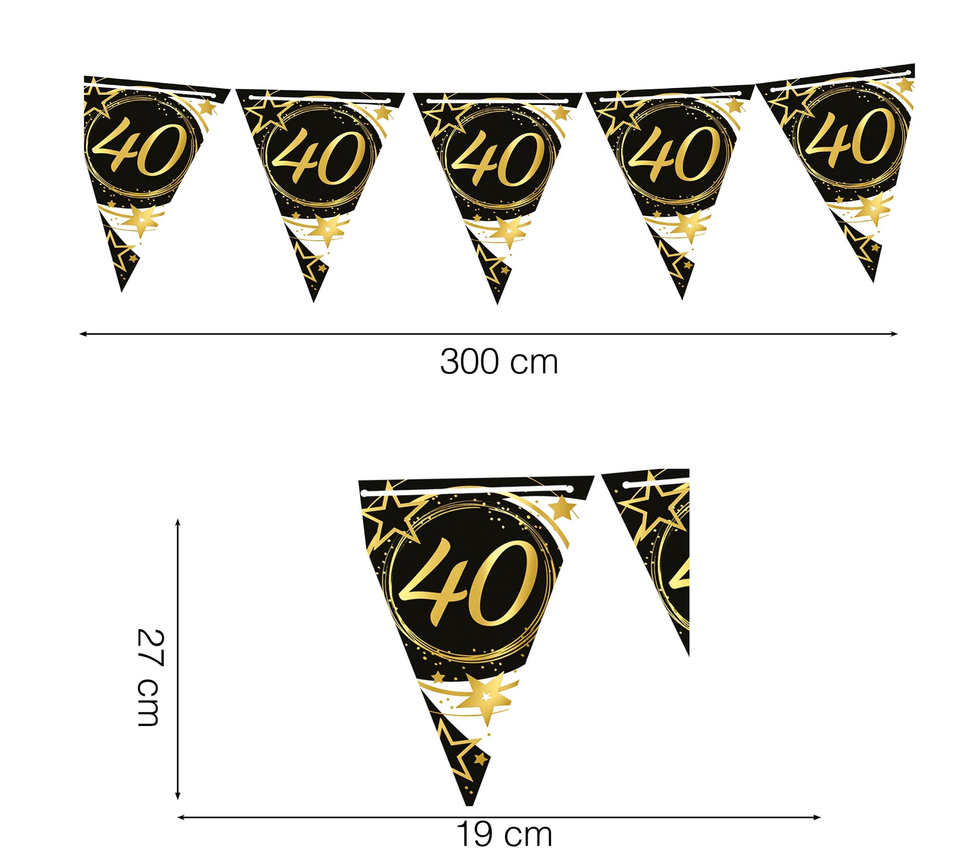 BIRTHDAY PENNANT, 300 CM, 19X27 PAPER