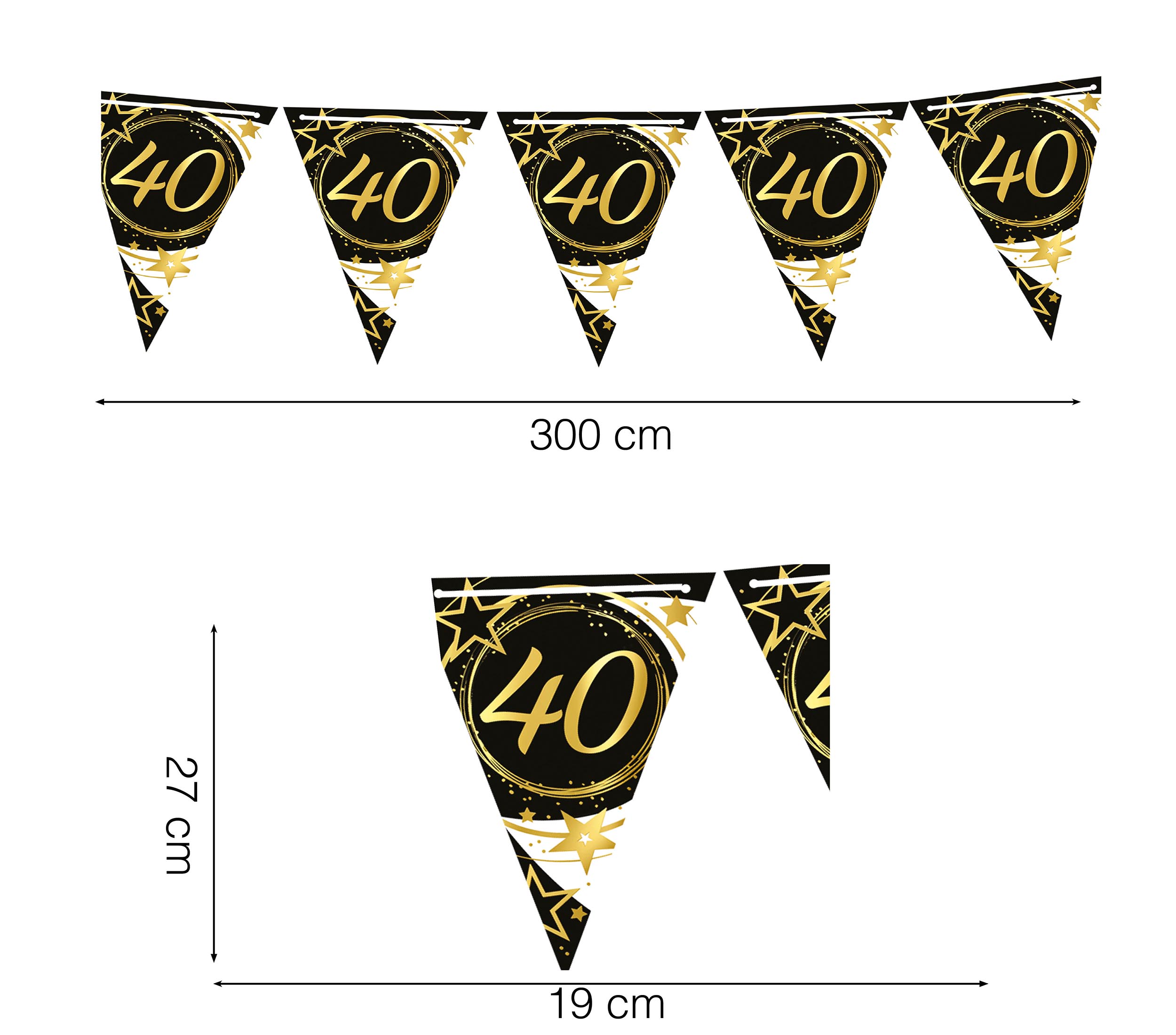 BIRTHDAY PENNANT, 300 CM, 19X27 PAPER
