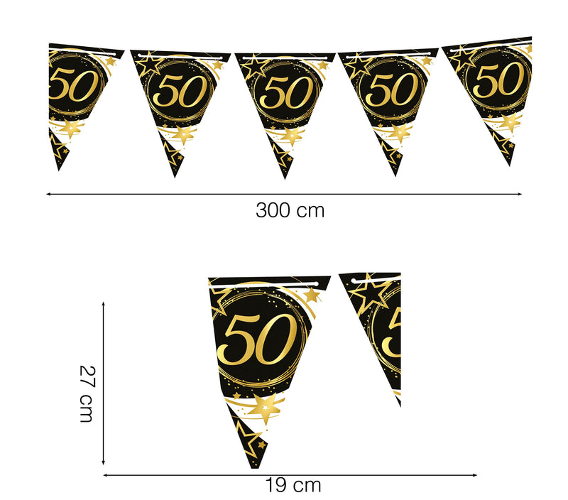 BIRTHDAY PENNANT, 300 CM, 19X27 PAPER