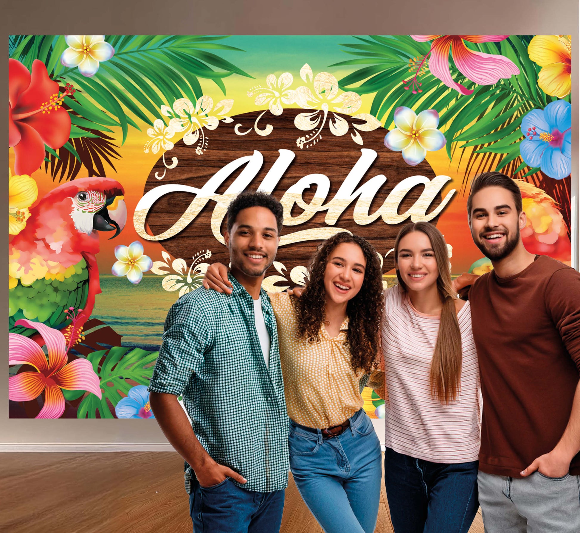 ALOHA SUMMER BACKDROP BANNER 220X140 CM
