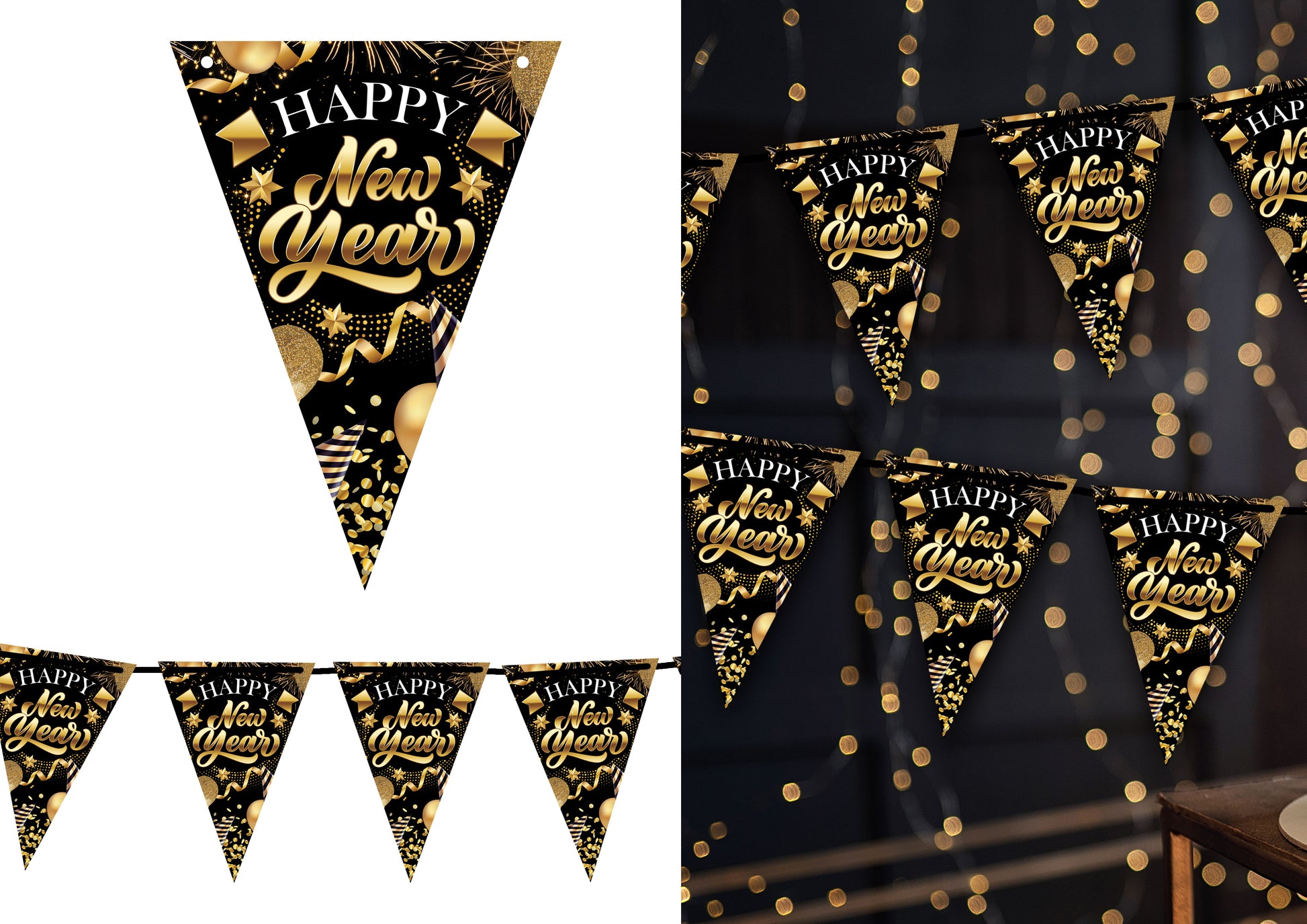 HAPPY NEW YEAR PENNANT 300 CM PAPER