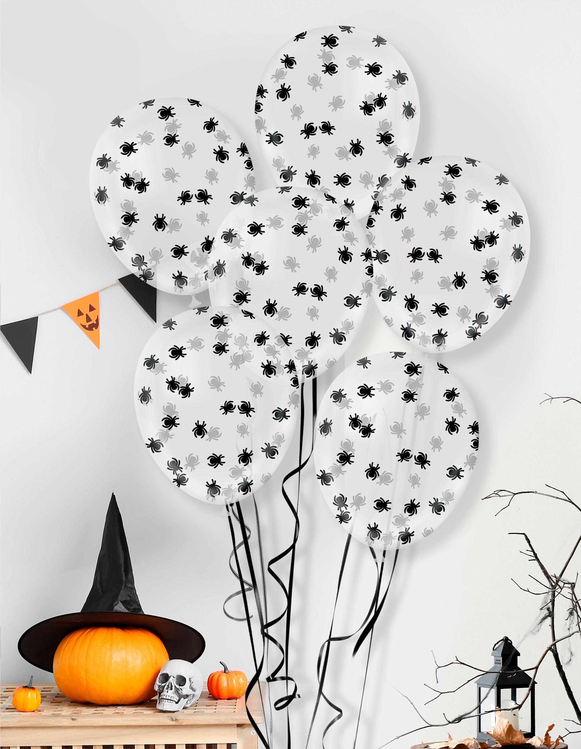 BAG OF 10 BALLOONS WITH CONFETTI SPIDER