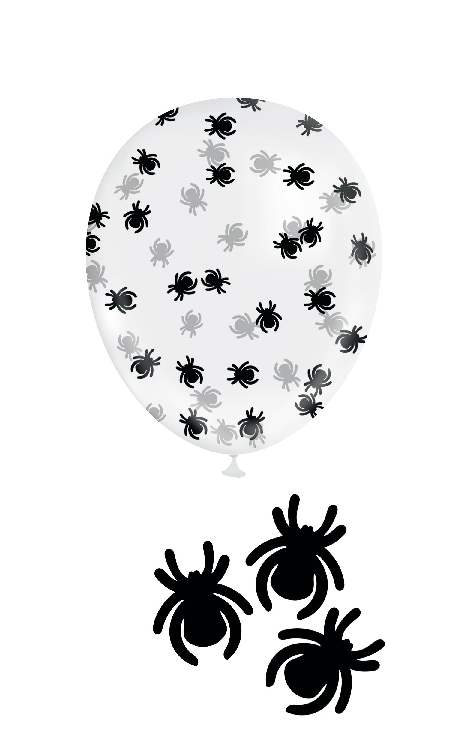 BAG OF 10 BALLOONS WITH CONFETTI SPIDER