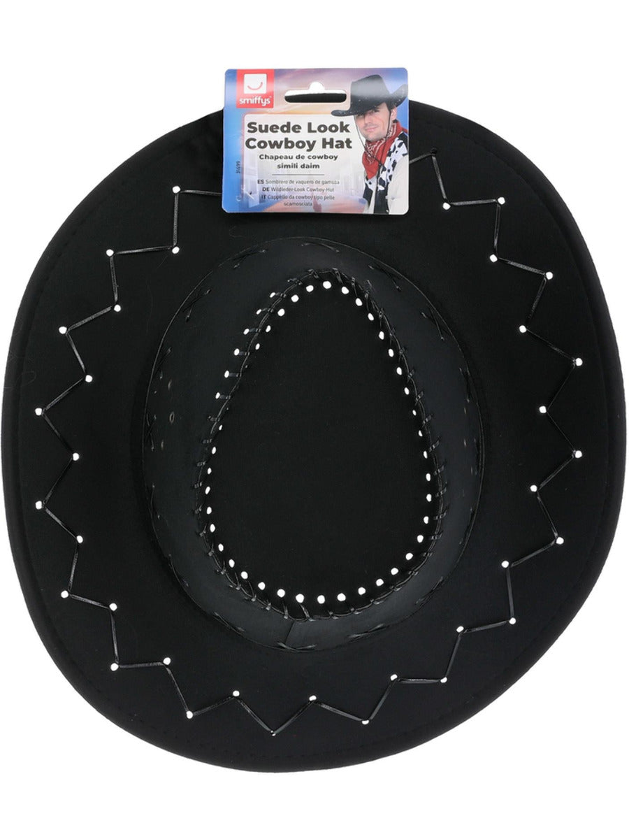 Suede Look Cowboy Hat, Black - 3