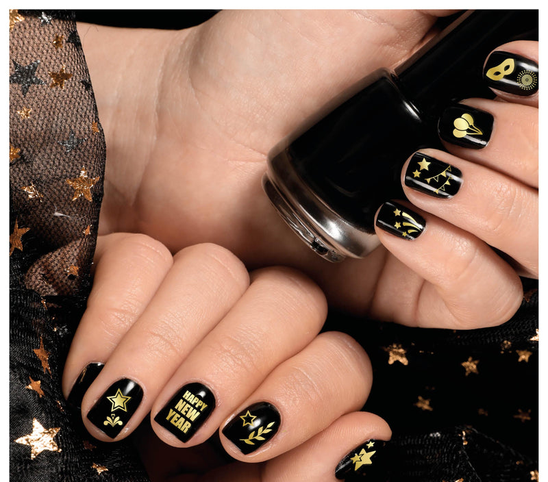 STICKER SHEET FOR NAILS, 10X7 CM, HAPPY NEW YEAR