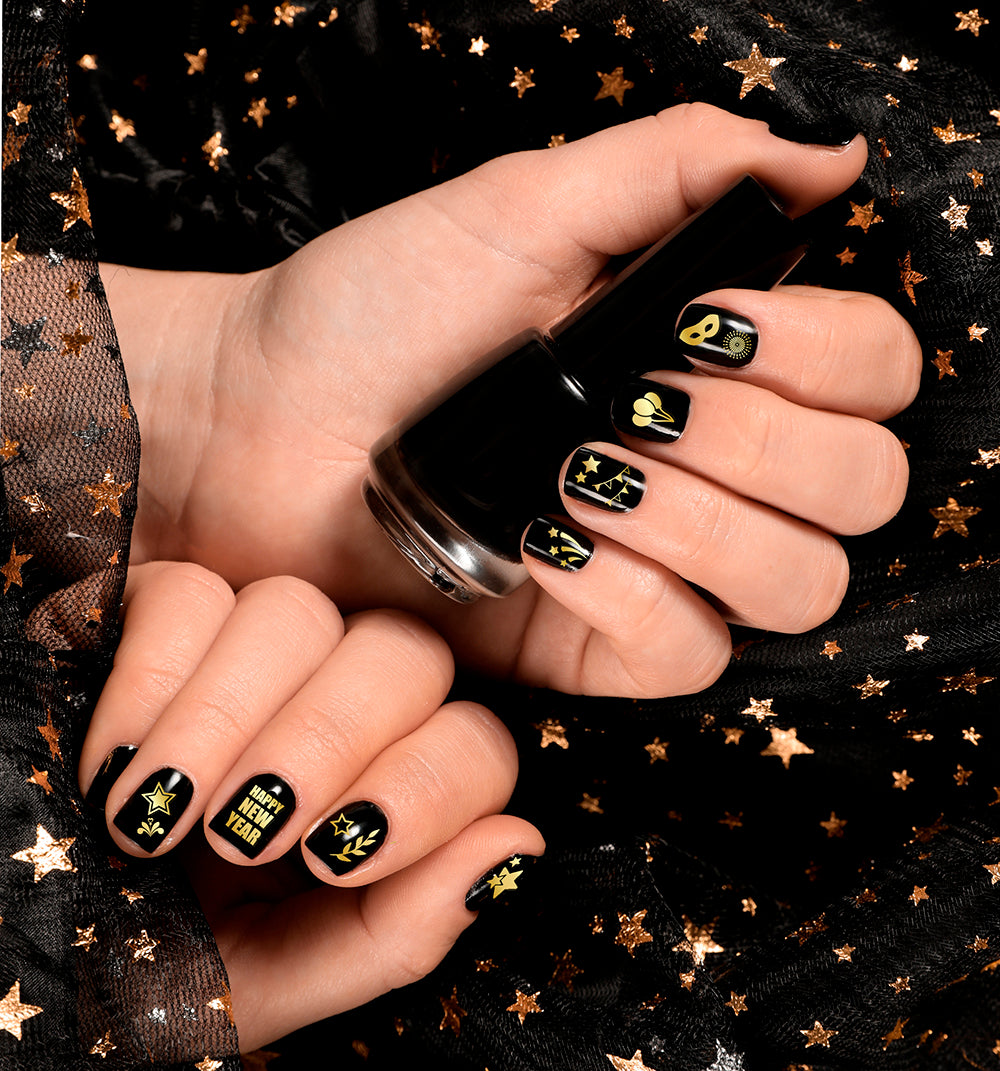 STICKER SHEET FOR NAILS, 10X7 CM, HAPPY NEW YEAR