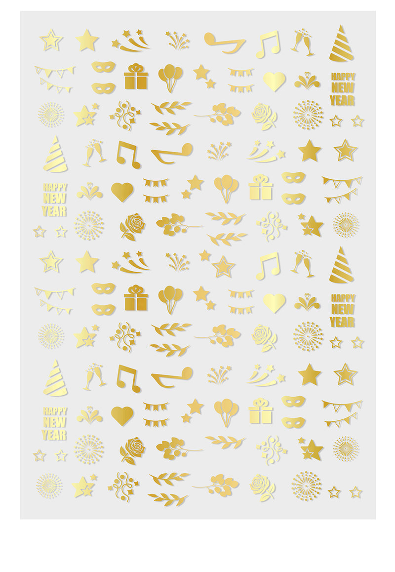 STICKER SHEET FOR NAILS, 10X7 CM, HAPPY NEW YEAR