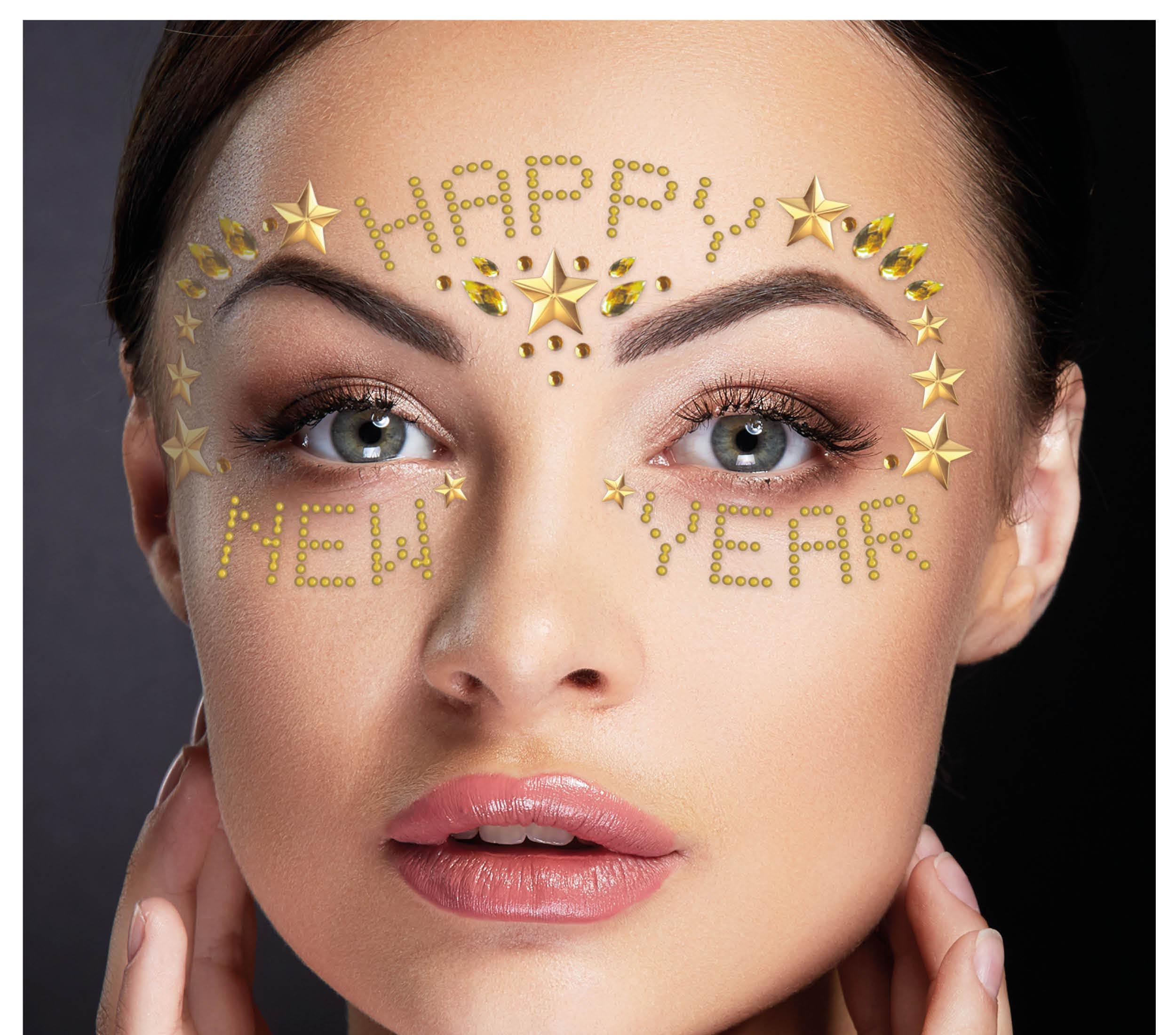 HAPPY NEW YEAR ADHESIVE FACIAL JEWELRY