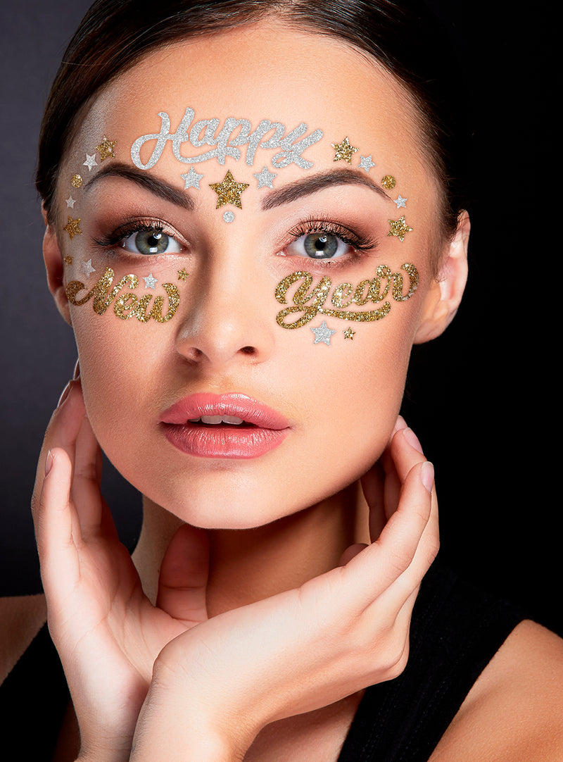 HAPPY NEW YEAR ADHESIVE FACIAL JEWELRY