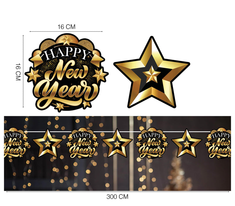 HAPPY NEW YEAR GARLAND, 300 CM, 16X16 CM