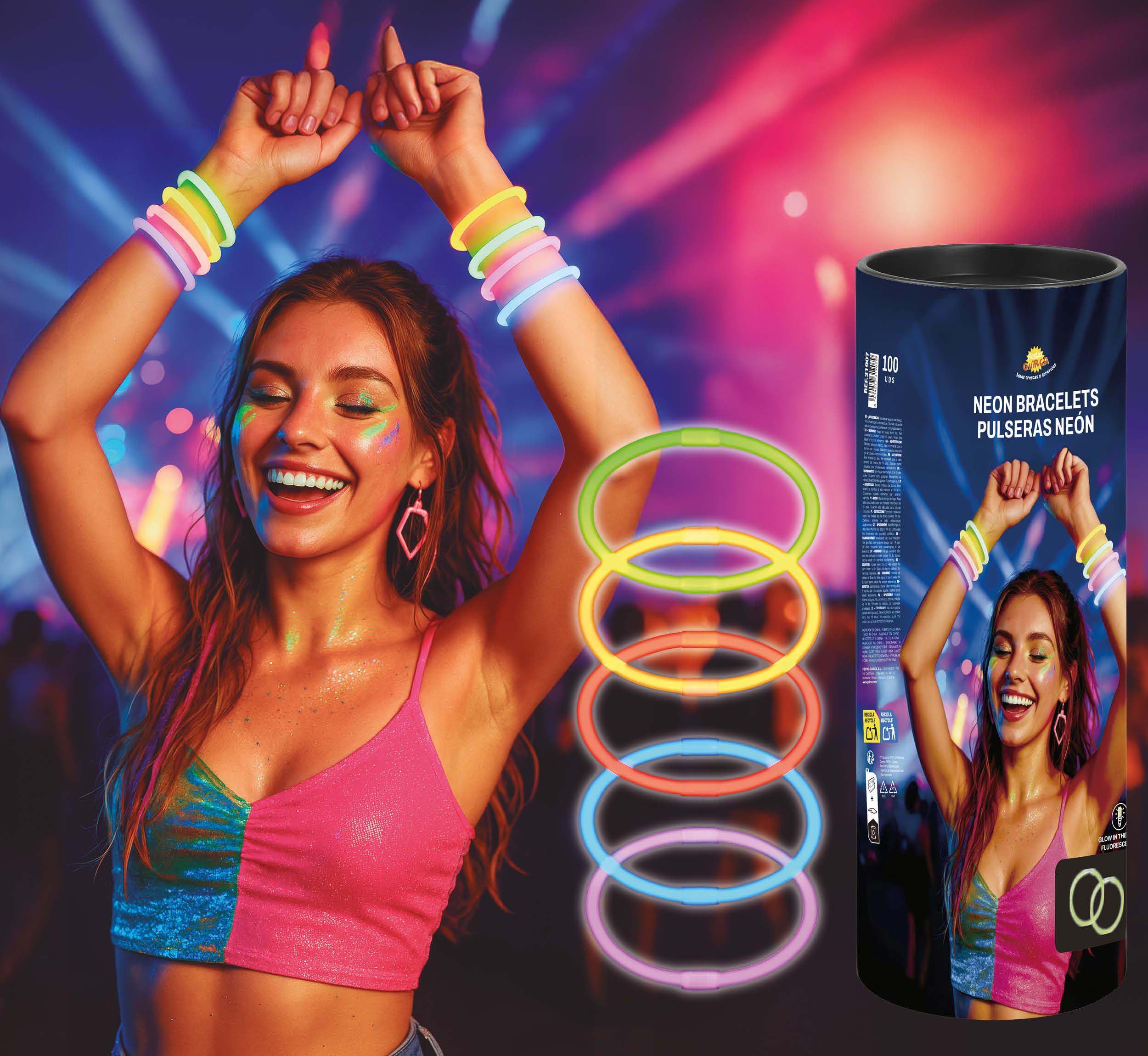 NEON LIGHT BRACELETS 100 PZ