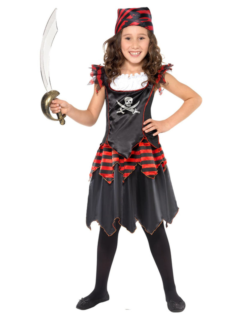Pirate Skull & Crossbones Girl Costume, Black - 1