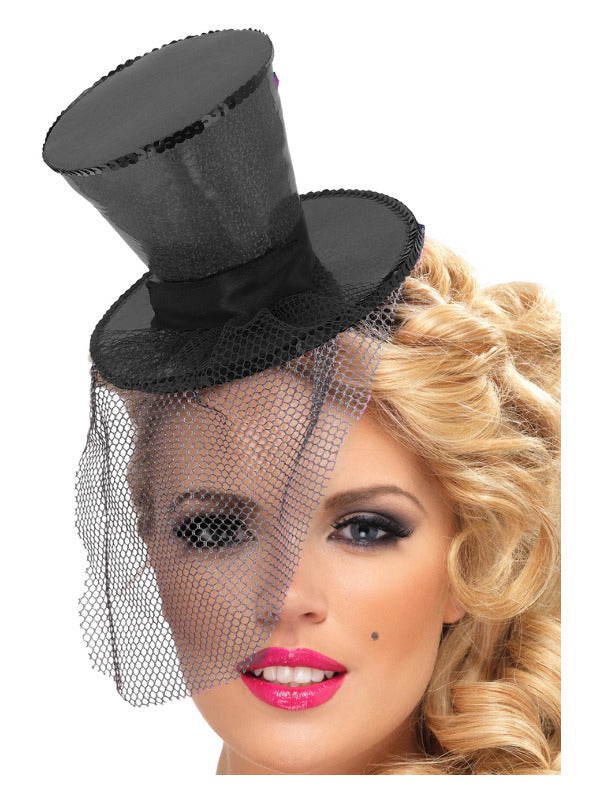 Fever Mini Top Hat on Headband, Black - 2