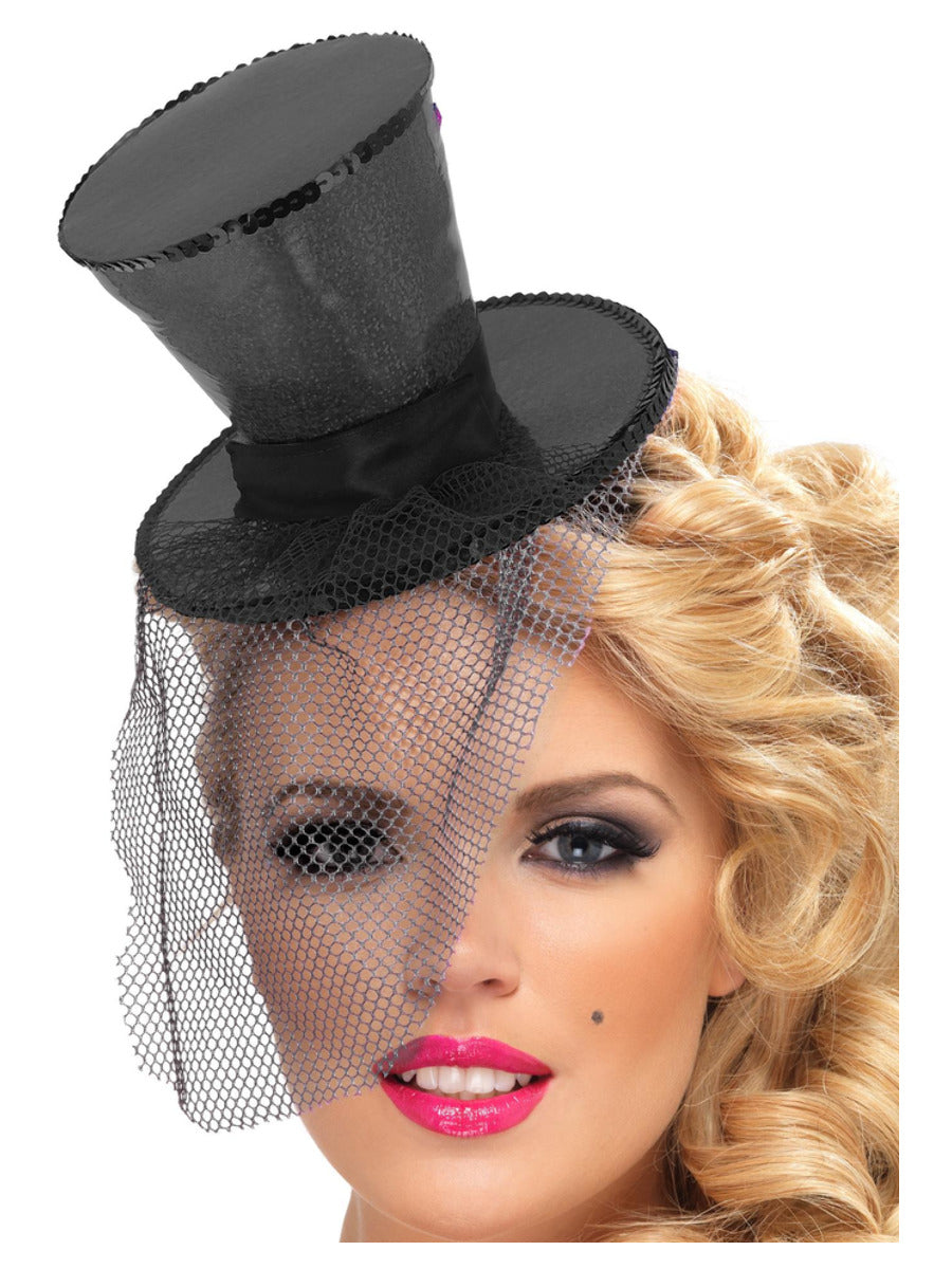 Fever Mini Top Hat on Headband, Black - 1