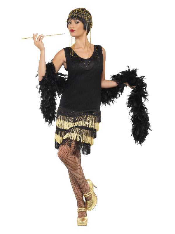 20s Fringed Flapper Costume, Black - 2