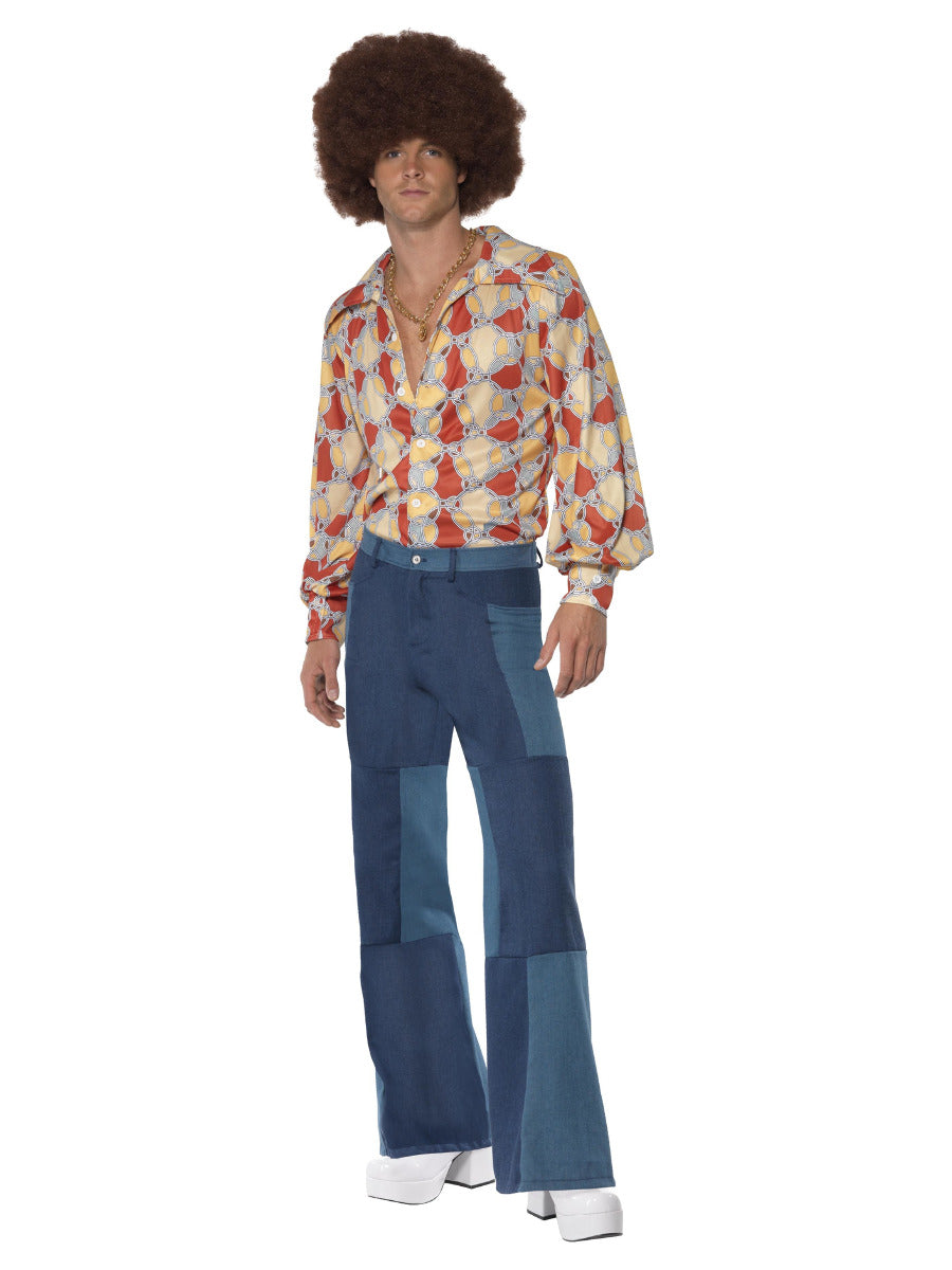 70s Deluxe Flared Trousers, Mens, Blue - 1