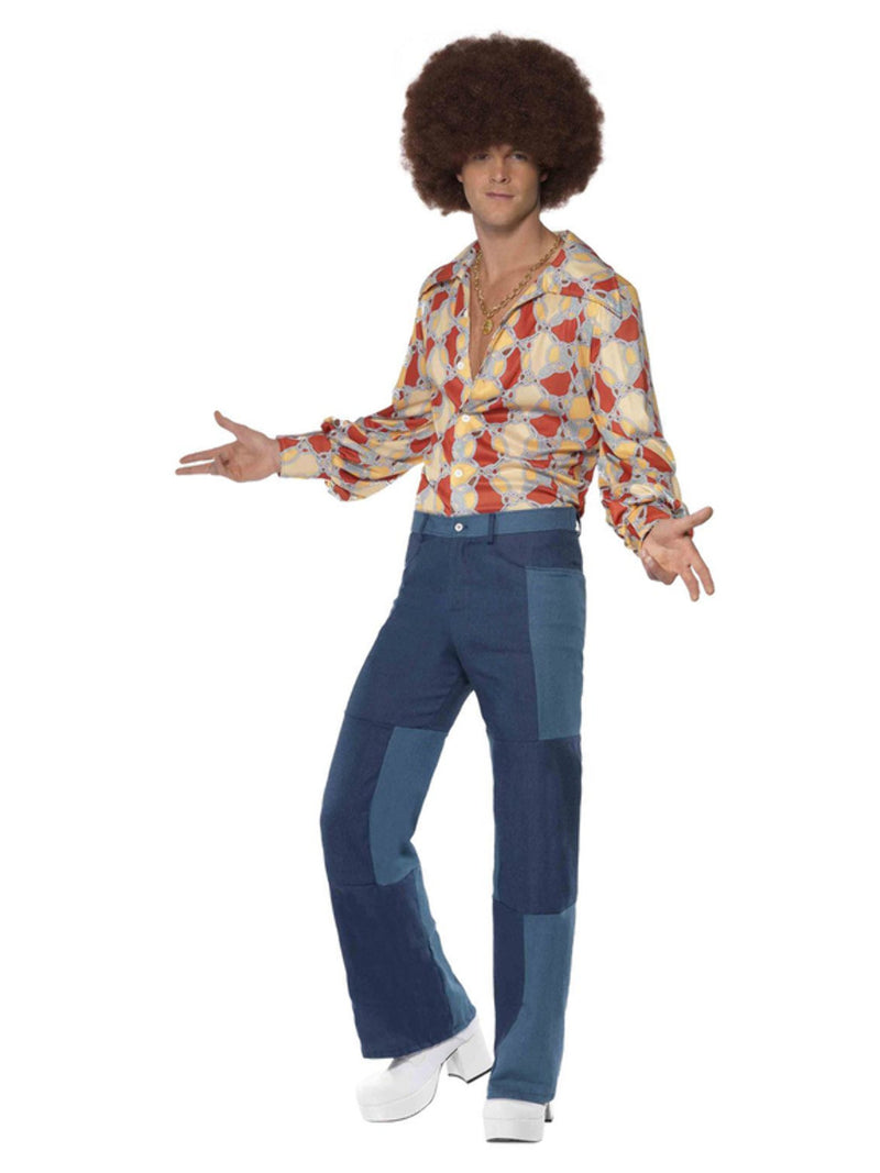 70s Deluxe Flared Trousers, Mens, Blue - 5