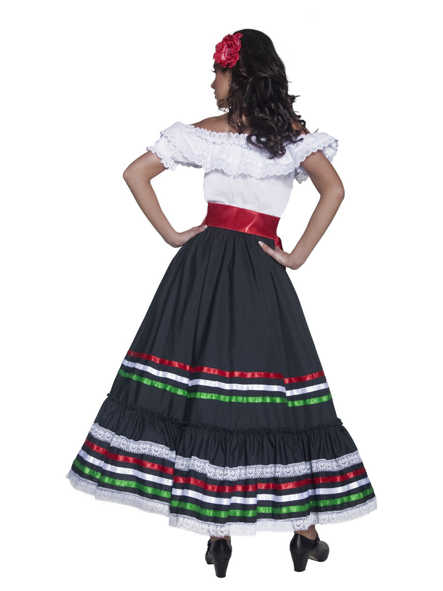 Authentic Western Sexy Senorita Costume, Black & W - 3