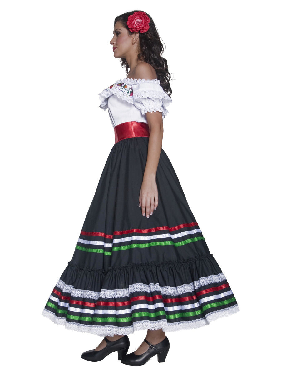 Authentic Western Sexy Senorita Costume, Black & W - 4