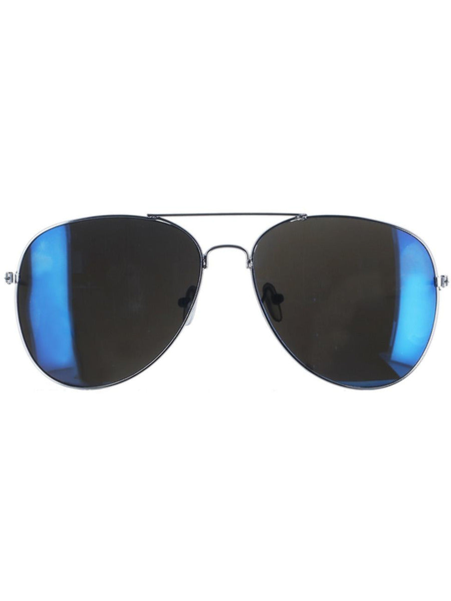 Aviator Specs, Blue Mirror, Silver - 3