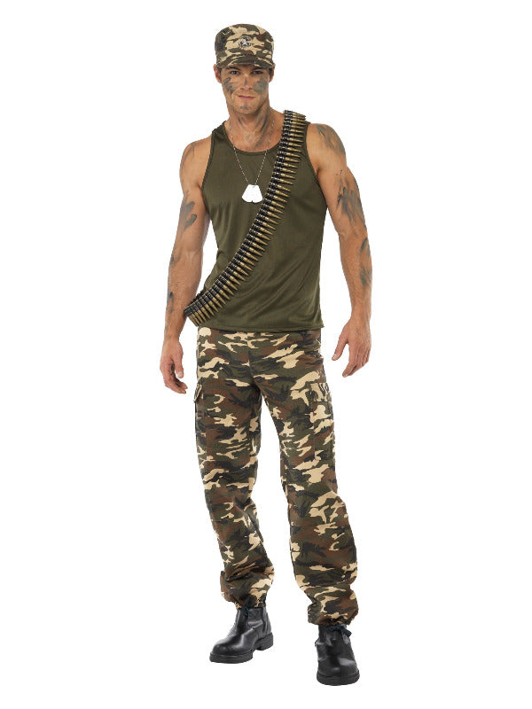 Deluxe Khaki Camo Costume, Male, Khaki Green - 2