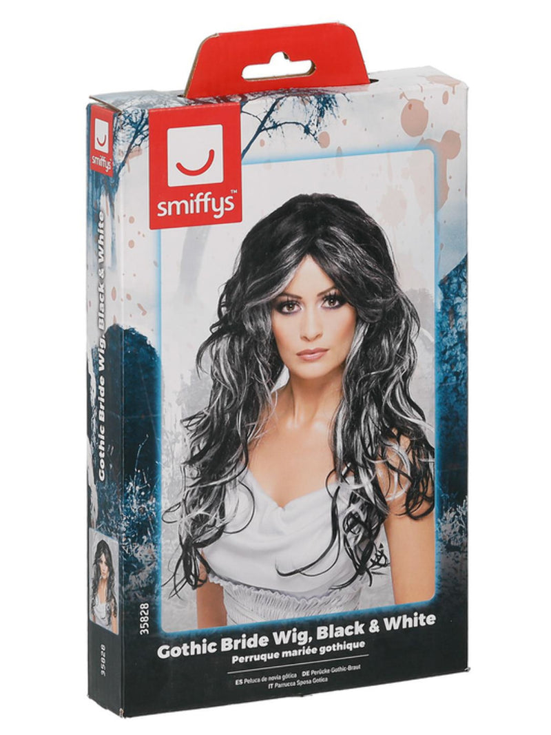 Gothic Bride Wig, Black & White - 3
