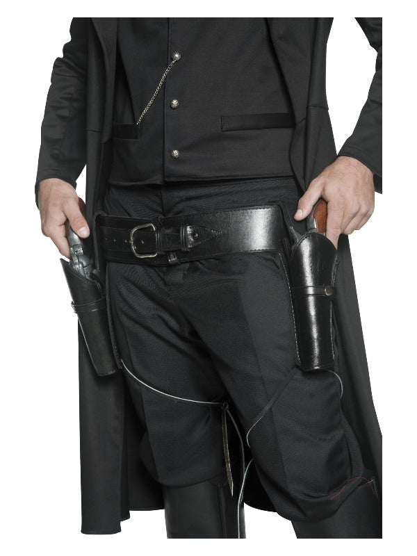 Authentic Western Belt & 2 Holsters, Black - 2