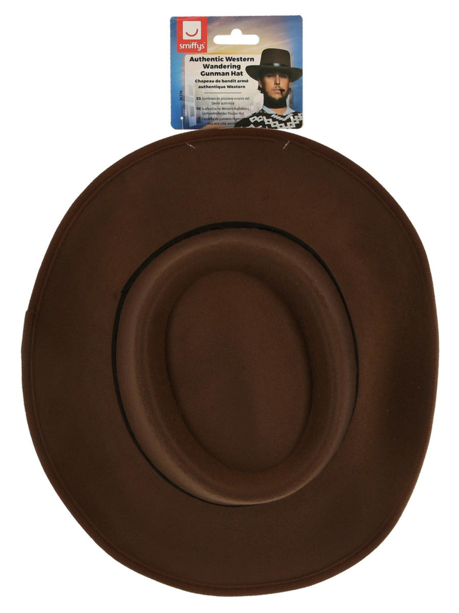 Authentic Western Wandering Gunman Hat, Brown - 3