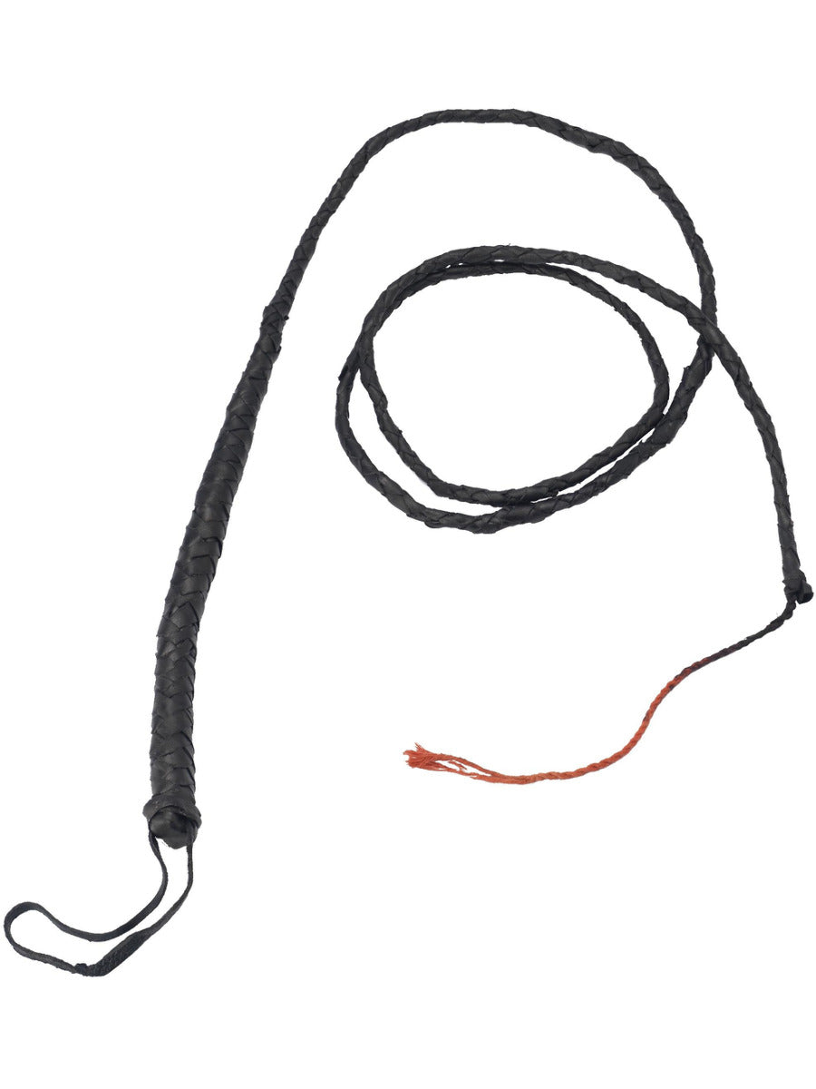 Long Bull Whip, Black, Real Leather - 1